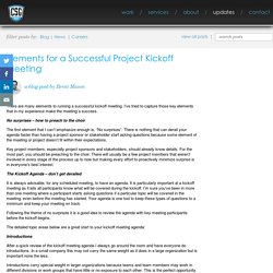 Elements for a Successful Project Kickoff Meeting