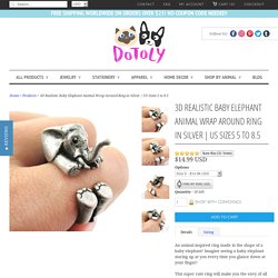 3D Baby Elephant Animal Wrap Around Ring in Silver