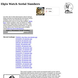 Elgin Watch Serial Numbers