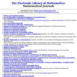 ELibM: Mathematical Journals
