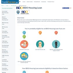 BDO Housing Loan - Interest Rates, Eligibility, Philippines