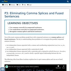 P3: Eliminating Comma Splices and Fused Sentences - myText CNM