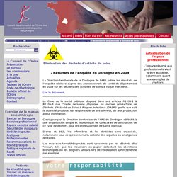 Elimination des déchets d'activité de soins - Conseil de l'Ordre des masseurs-kinésithérapeutes de Dordogne