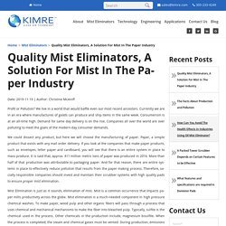 Quality Mist Eliminators, A Solution For Mist In The Paper Industry