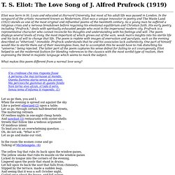 T. S. Eliot: The Love Song of J. Alfred Prufrock