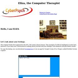 Eliza, Computer Therapist