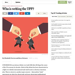 Elizabeth Warren and Rosa DeLauro: Who is writing the TPP?
