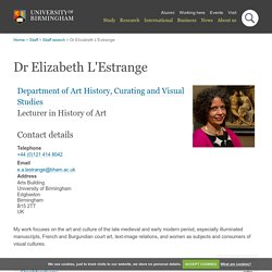 Dr Elizabeth L'Estrange - Department of Art History, Curating and Visual Studies