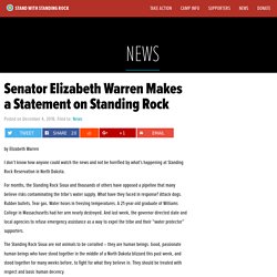 Senator Elizabeth Warren's Statement on Standing Rock