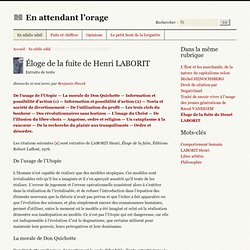 Éloge de la fuite de Henri LABORIT