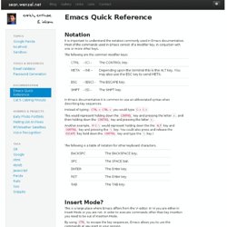 Emacs Quick Reference to Keyboard Shortcuts and Key Bindings - Sean Wenzel