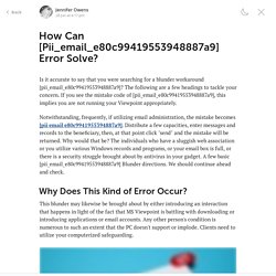How Can [Pii_email_e80c99419553948887a9] Error Solve?