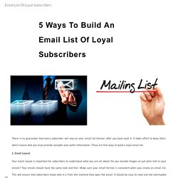 Email List Of Loyal Subscribers