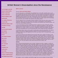 British Women's Emancipation since the Renaissance