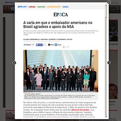 A carta em que o embaixador americano no Brasil agradece o apoio da NSA