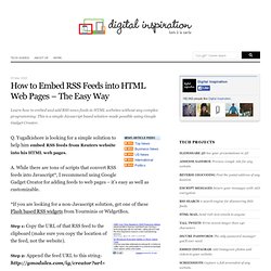 How to Embed RSS Feeds into HTML Web Pages - The Easy Way
