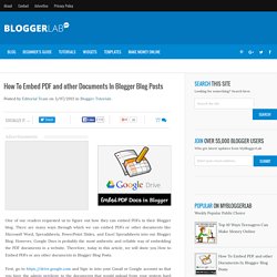 How To Embed PDF and other Documents In Blogger Blog Posts