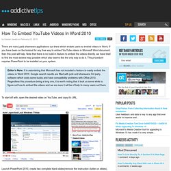 How To Embed YouTube Videos In Word 2010