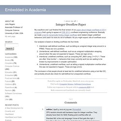 Integer Overflow Paper