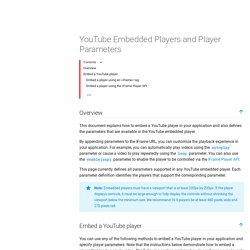 YouTube Embedded Players and Player Parameters - YouTube