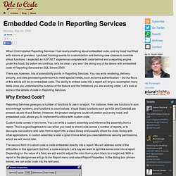 Embedded Code In Reporting Services