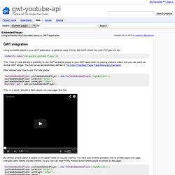EmbededPlayer - gwt-youtube-api - Using embeded YouTube video player in GWT application - Youtube API for Google Web Toolkit