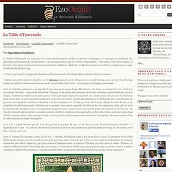 La Table d'Emeraude - EzoOccult le webzine d'Hermès