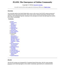 PLATO: The Emergence of Online Community