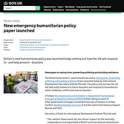 New emergency humanitarian policy paper launched