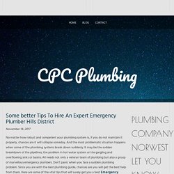 Some better Tips To Hire An Expert Emergency Plumber Hills District