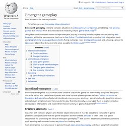 Emergent gameplay - Wikipedia