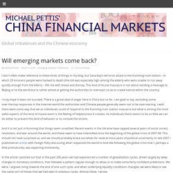 Will emerging markets come back?