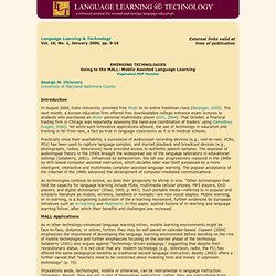 LLT Vol 10 Num 1: EMERGING TECHNOLOGIES Going to the MALL: Mobile Assisted Language Learning