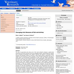 Veterinary Research - Vol. 41, No. 6 (November–December 2010) - Emerging and re-emerging animal viruses - Emerging viral disease