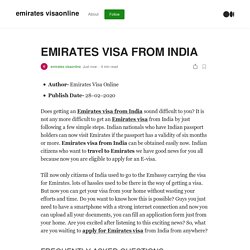 EMIRATES VISA FROM INDIA. Author- Emirates Visa Online