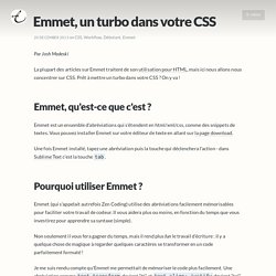 Emmet, un turbo dans votre CSS