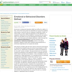 Emotional or Behavioral Disorders Defined