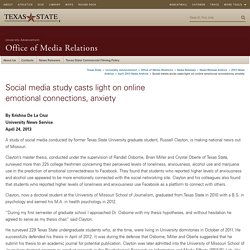 Social media study casts light on online emotional connections, anxiety : Office of Media Relations