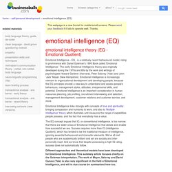 Emotional Intelligence theories - Daniel Goleman's EQ concepts