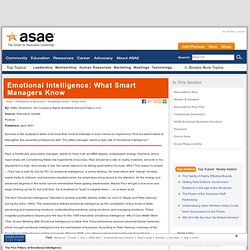 Emotional Intelligence: What Smart Managers Know - Articles - Publications and Resources - ASAE & The Center for Association Leadership