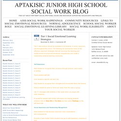 Tier 1 Social Emotional Learning Strategies : Aptakisic Junior High School Social Work Blog