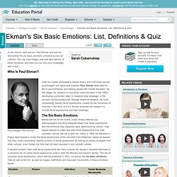 Ekman's Six Basic Emotions: List, Definitions & Quiz