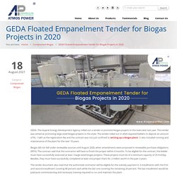 GEDA Floated Empanelment Tender for Biogas Projects in 2020