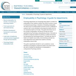 Employability in Psychology: A guide for departments