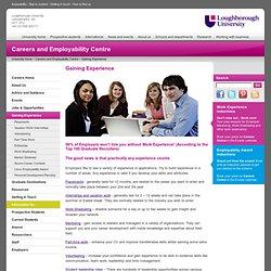 Gaining Experience - Careers and Employability Centre - Loughborough University