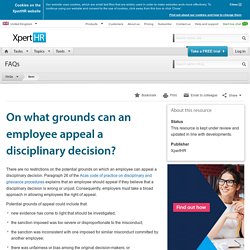 On what grounds can an employee appeal a disciplinary decision?