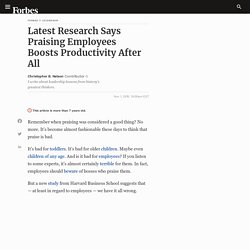 Latest Research Says Praising Employees Boosts Productivity After All