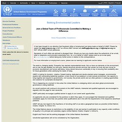 Employment with UNEP - United Nations Environment Programme