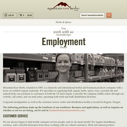 Employment Opportunities at Mountain Rose Herbs