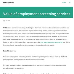 Value of employment screening services